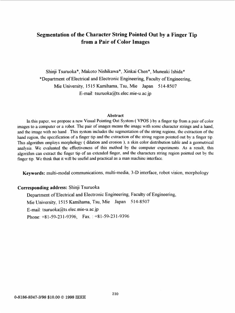 Segmentation of The Character String Pointed Out by A Finger Tip From A ...