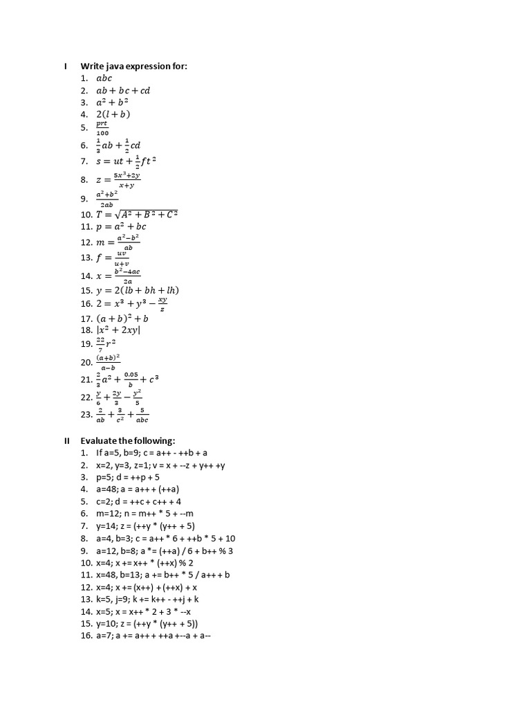 Prepost Java Expression | PDF