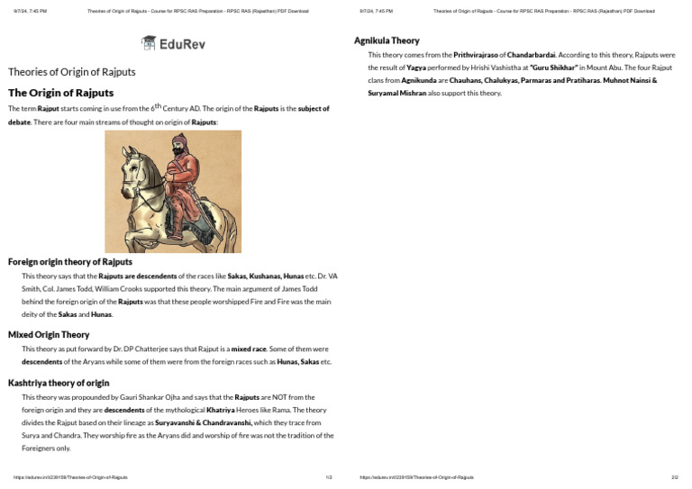 Theories of Origin of Rajputs - Course For RPSC RAS Preparation - RPSC ...