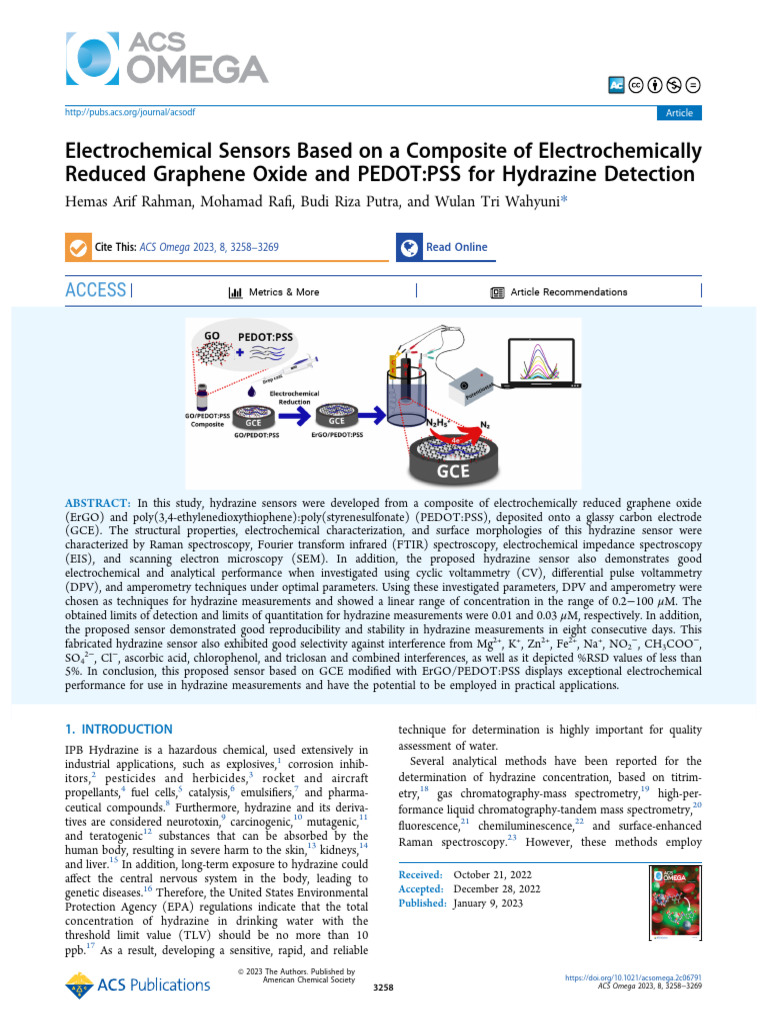 Rahman Et Al 2023 Electrochemical Sensors Based On A Composite of ...