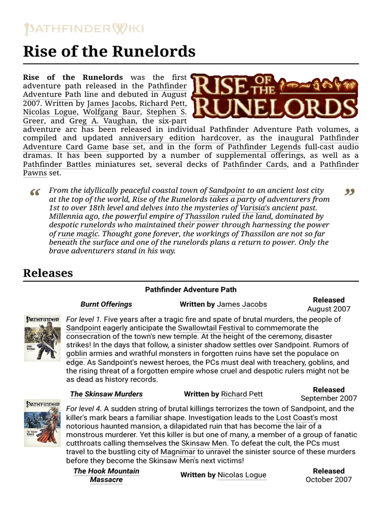 Rise of The Runelords - PathfinderWki | PDF
