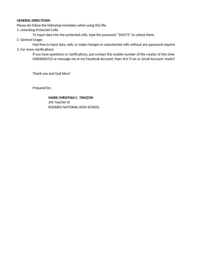 Upgraded Numeracy Forms For Grade 7 Teachers Only | PDF