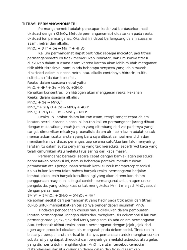 TITRASI PERMANGANOMETRI