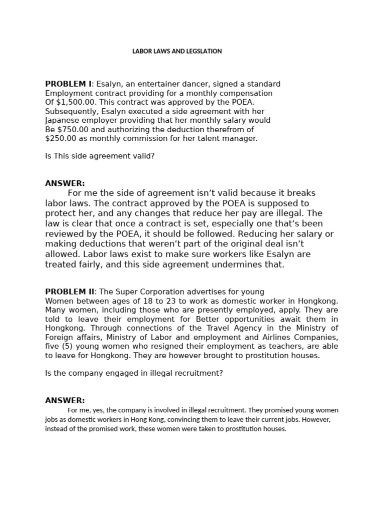 Labor Laws and Legslation... | PDF | Employment | Law
