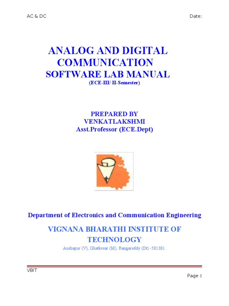 Analog and Digital Communication: Software Lab Manual | PDF ...