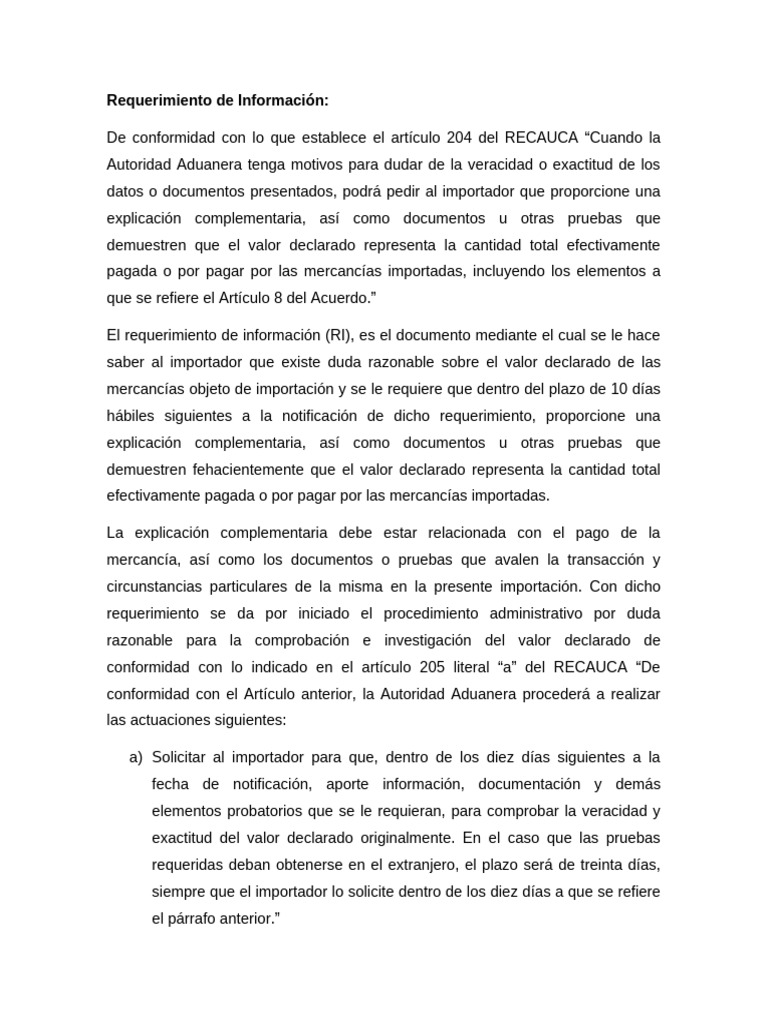 Duda Razonable en Valor Aduanero | PDF | aduana | Arancel