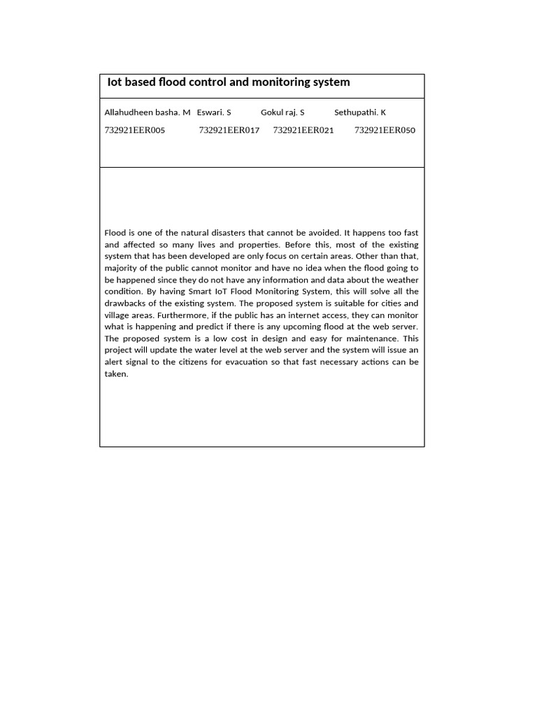 IoT Flood Monitoring System Overview | PDF
