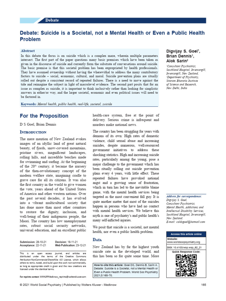 Suicide as a Societal Issue in NZ | PDF | Suicide | Mental Health