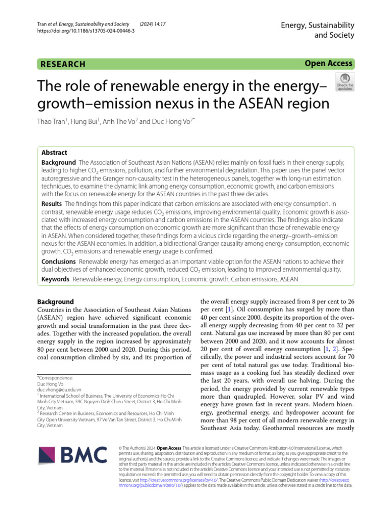 The Role of Renewable Energy in The Energy - Growth-Emission Nexus in ...