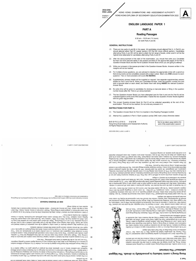 599818882-2022-HKDSE-English-Language-Paper-1A-7 Booklet | PDF