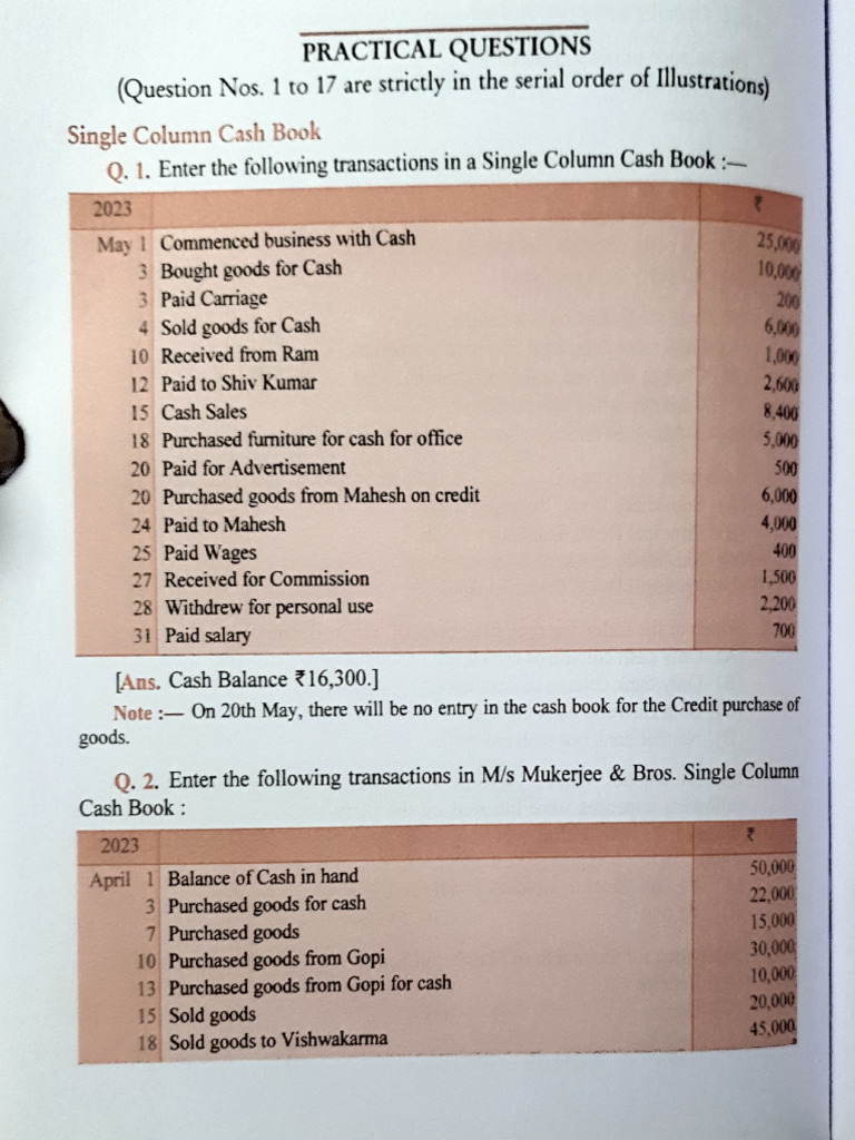 Cash Book Questions 1 To 10 | PDF