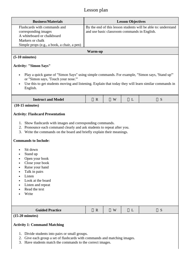 Classroom Commands | PDF