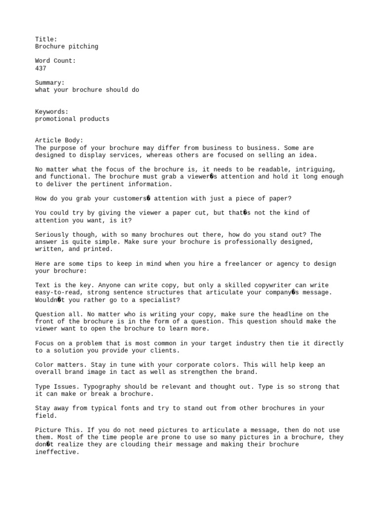 Brochure Pitching | PDF