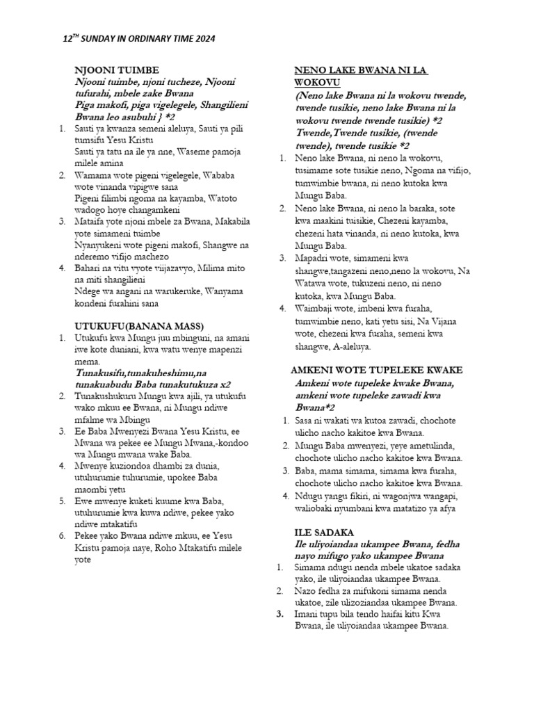 12TH Sunday in Ordinary Time 2024 | PDF