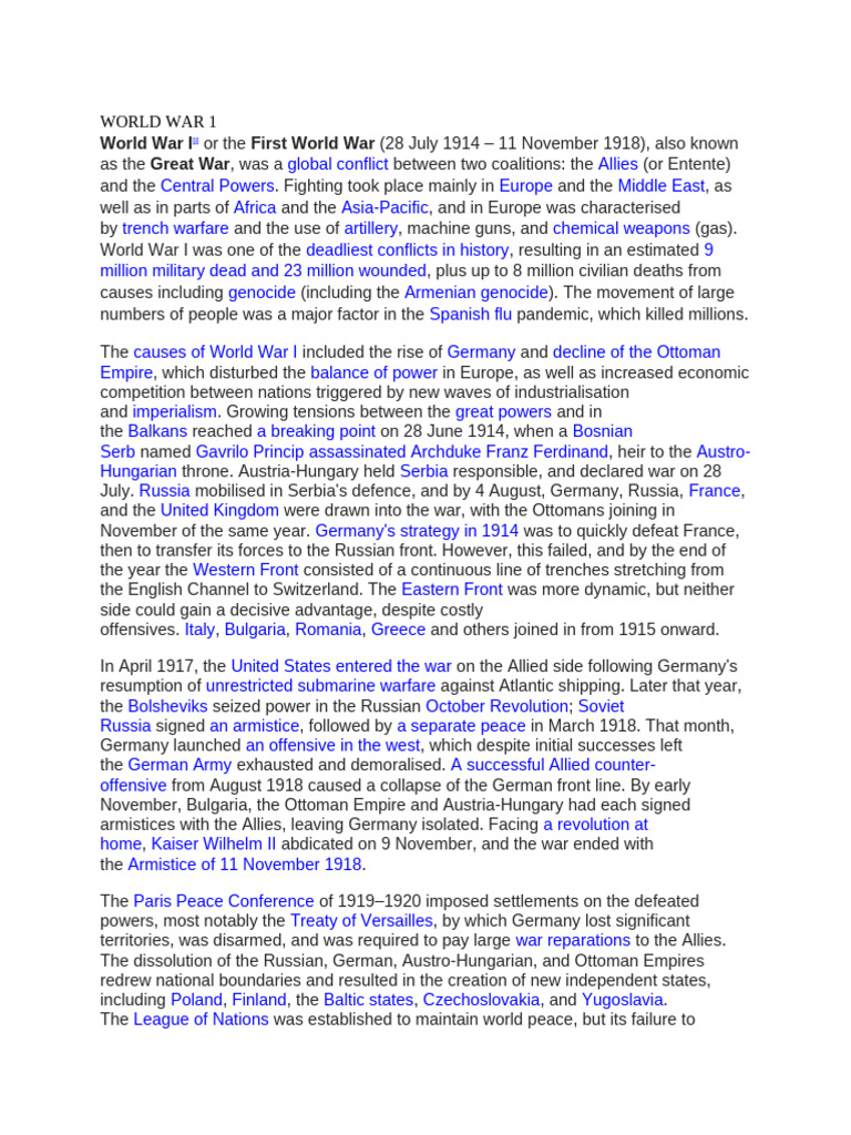World War 1 | PDF