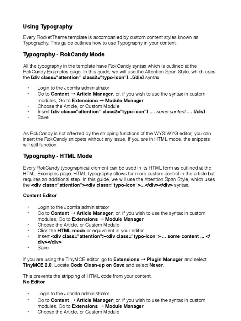 Guide to Using Typography in Joomla | PDF | Computers | Technology ...