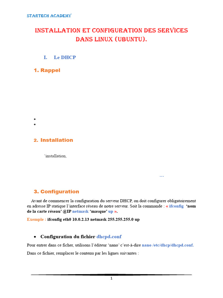 Installation Configuration Services Linux. 1 | PDF