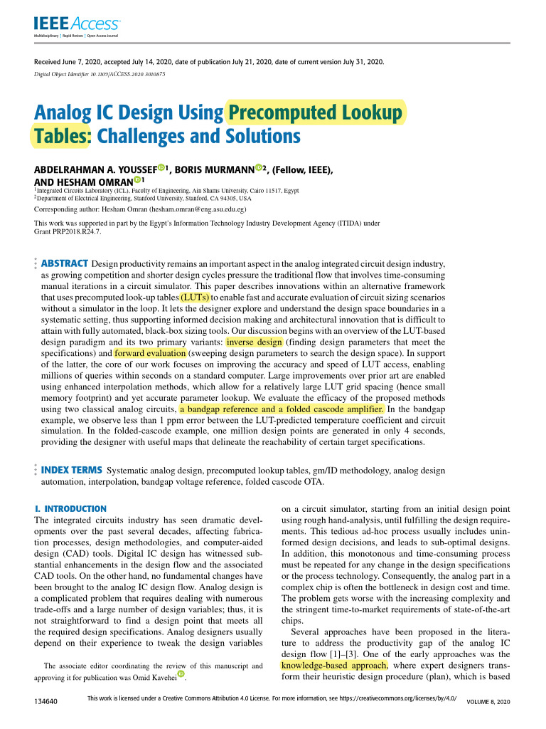 Analog IC Design Using Precomputed Lookup Tables Challenges and ...
