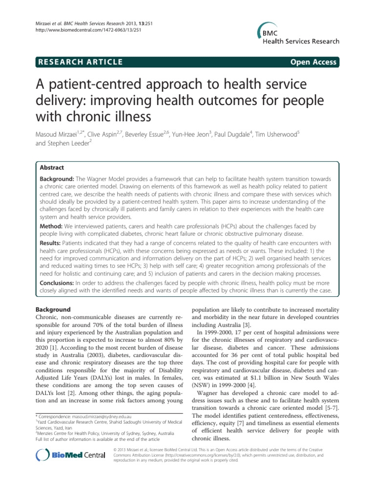 A Patient-Centred Approach To Health Service Delivery: Improving Health ...