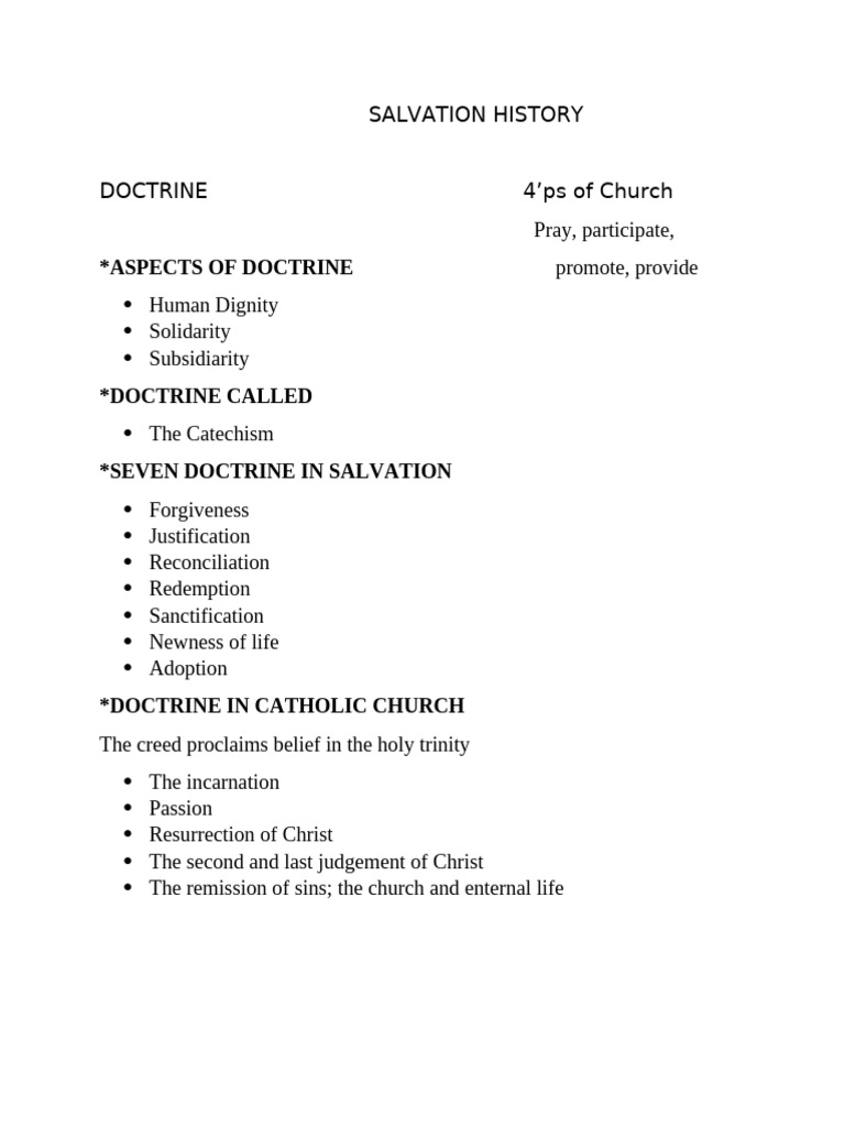 Catholic Doctrine of Salvation History | PDF | God The Father ...