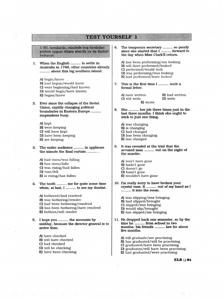 Tense - Revision - Questions Els Ve KEY | PDF