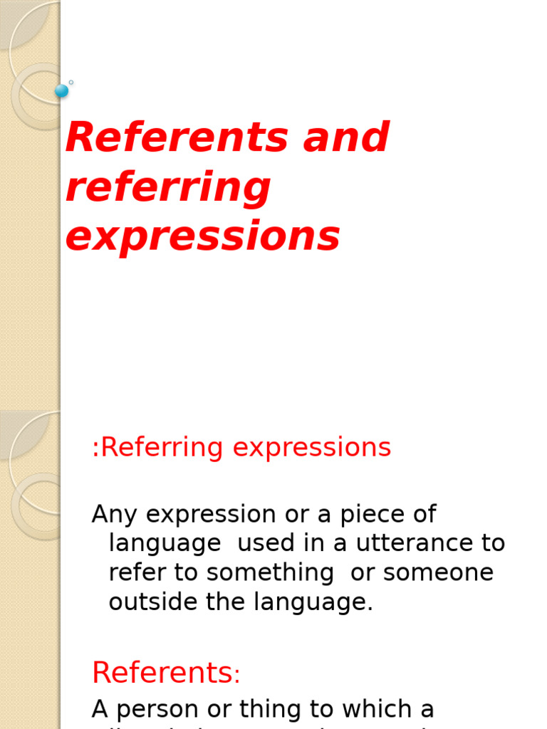 Reference and Referring Expressions VIP | PDF