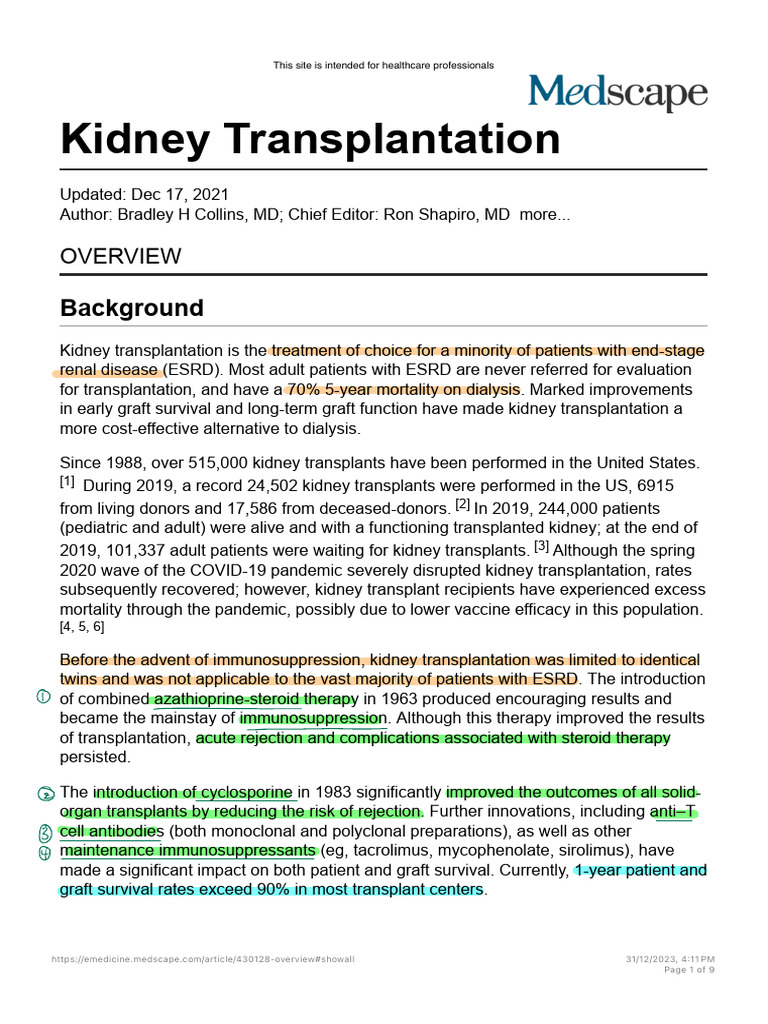 Kidney Transplantation | PDF