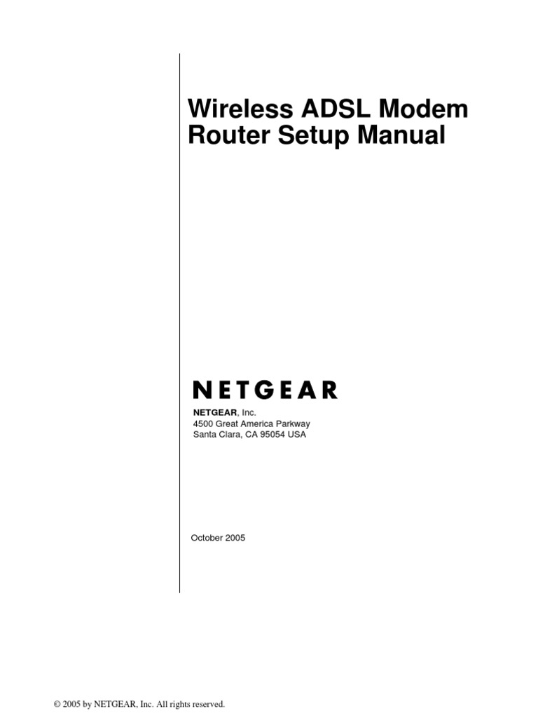 Wireless ADSL Modem Router Setup Manual Netgear, Inc PDF Ip