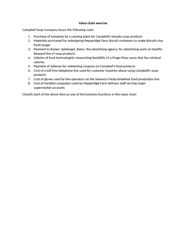 1 Value Chain Exercise | PDF