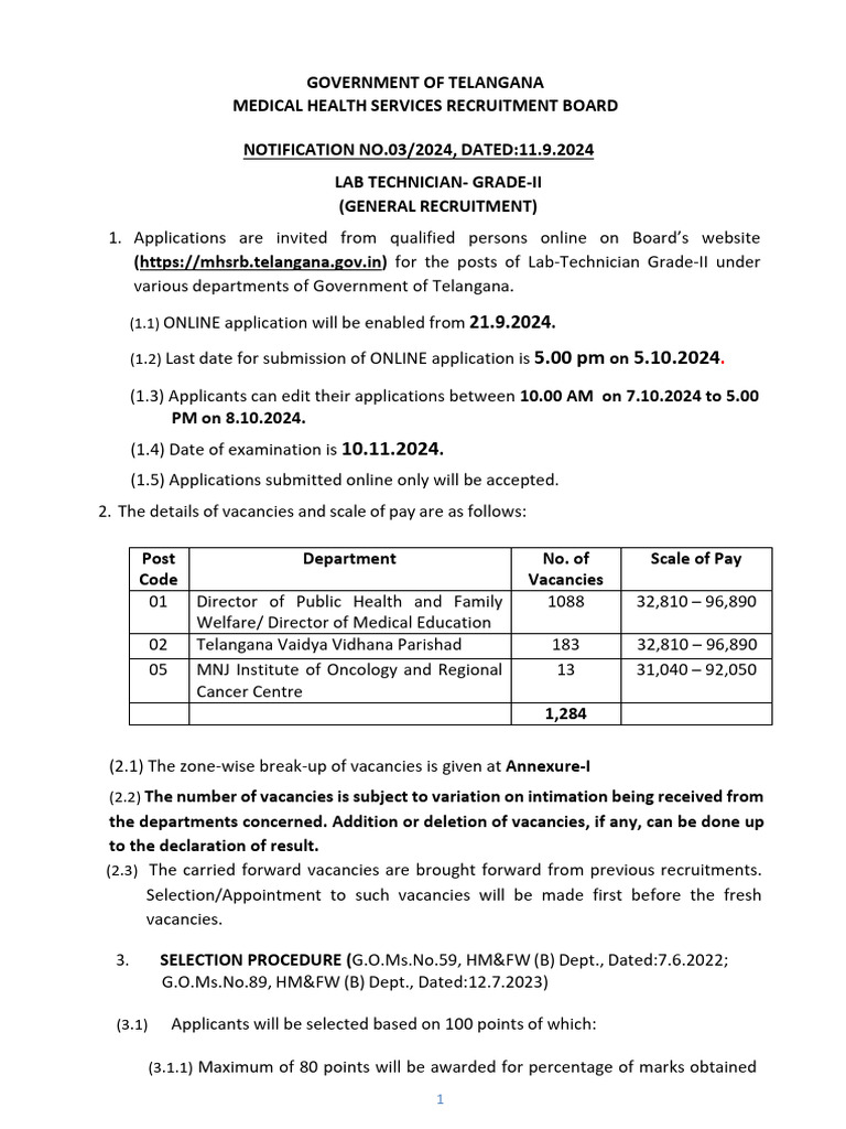 Lab Tech Syllabus and Notification 2024 | PDF