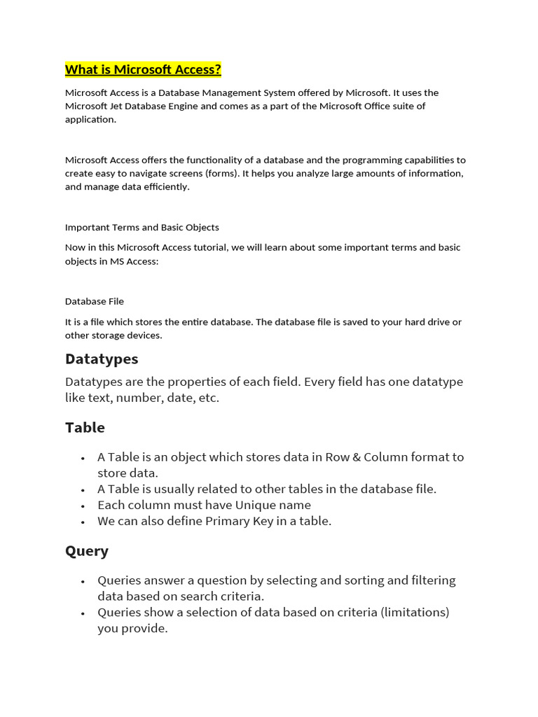 SAD Microsoft Access | PDF