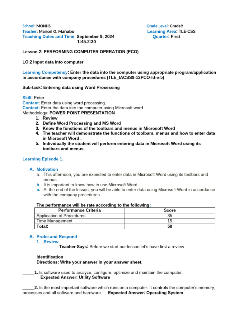Grade 9 ENTER DATA IN MS WORD | PDF | Han Solo | Career & Growth