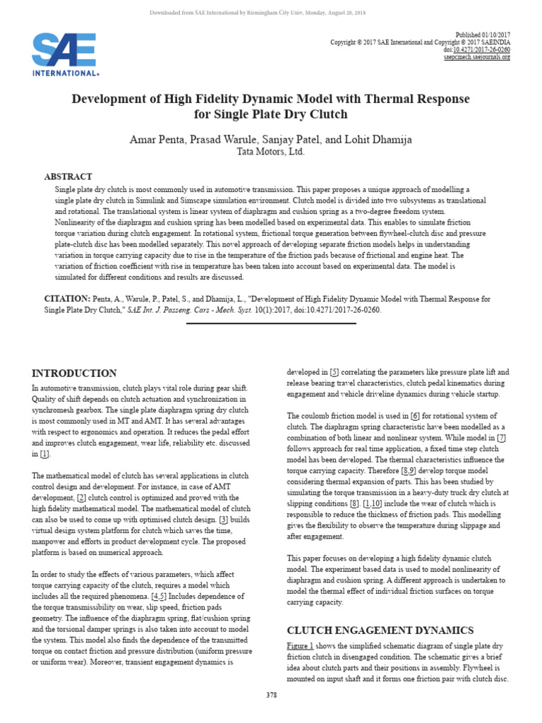 Development of High Fidelity Dynamic Model With Thermal Response For ...
