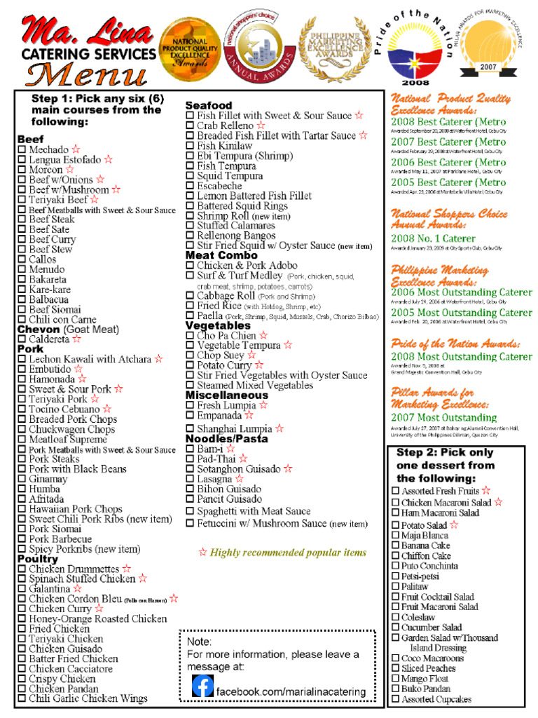 Sample Menu | PDF