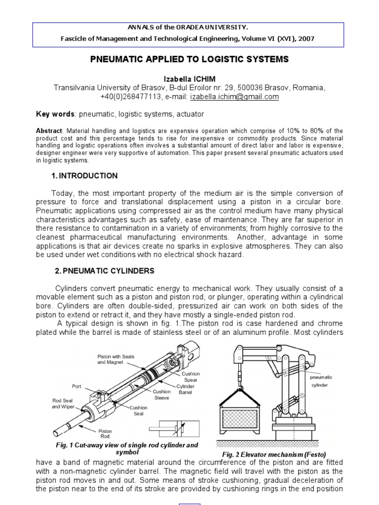 Pneumatic Actuators in Logistics Systems | PDF | Actuator | Cylinder ...