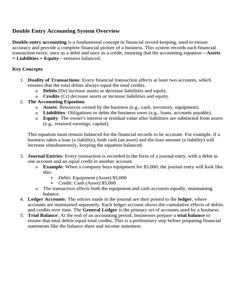 Double Entry Accounting System Overview | PDF | Business | Finance ...