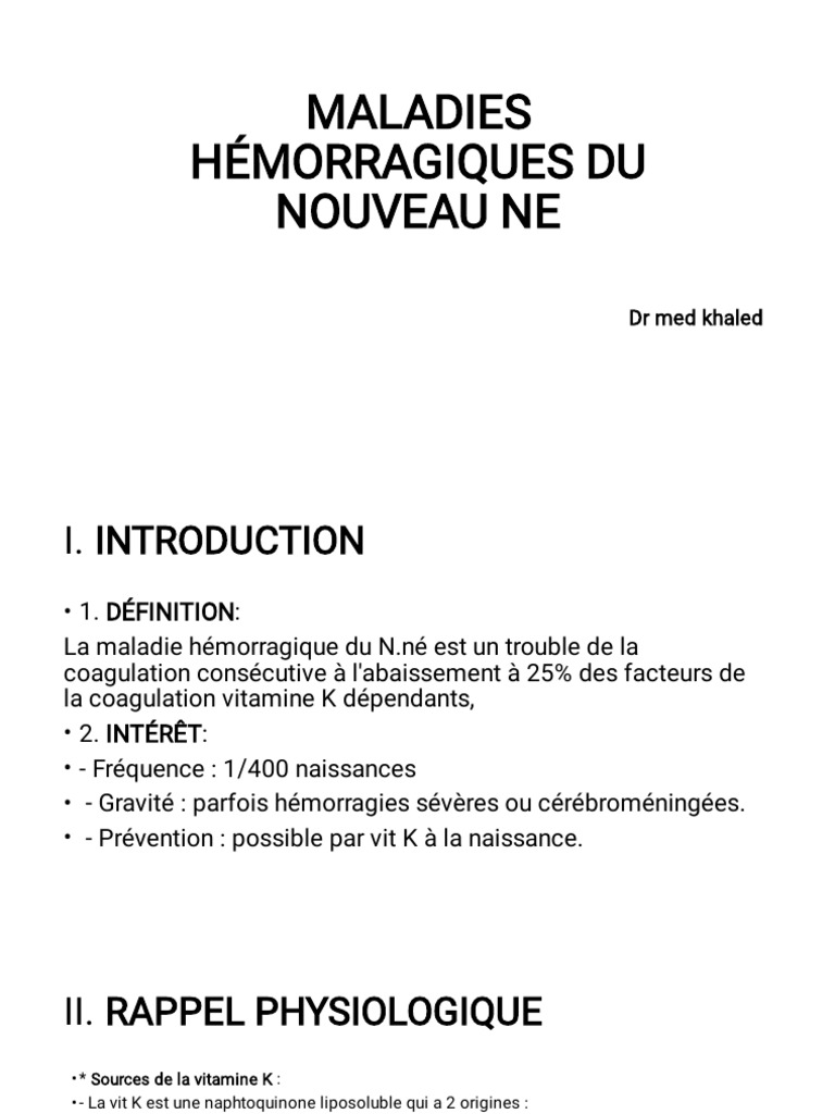Maladies Hémorragiques Du Nouveau Ne | PDF