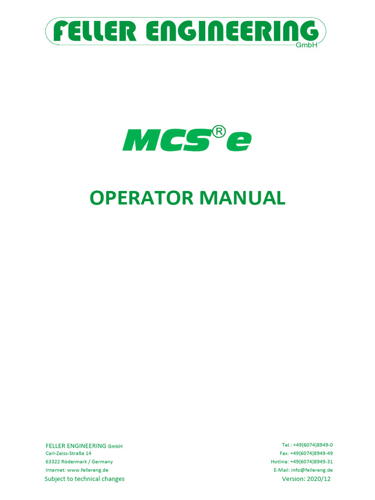 MCS®e Operator Manual Overview | PDF | Mains Electricity | Parameter ...