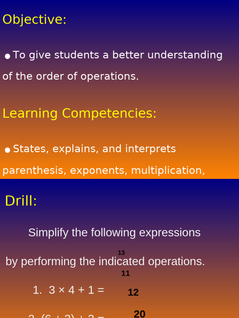 Cot Math Pemdas | PDF