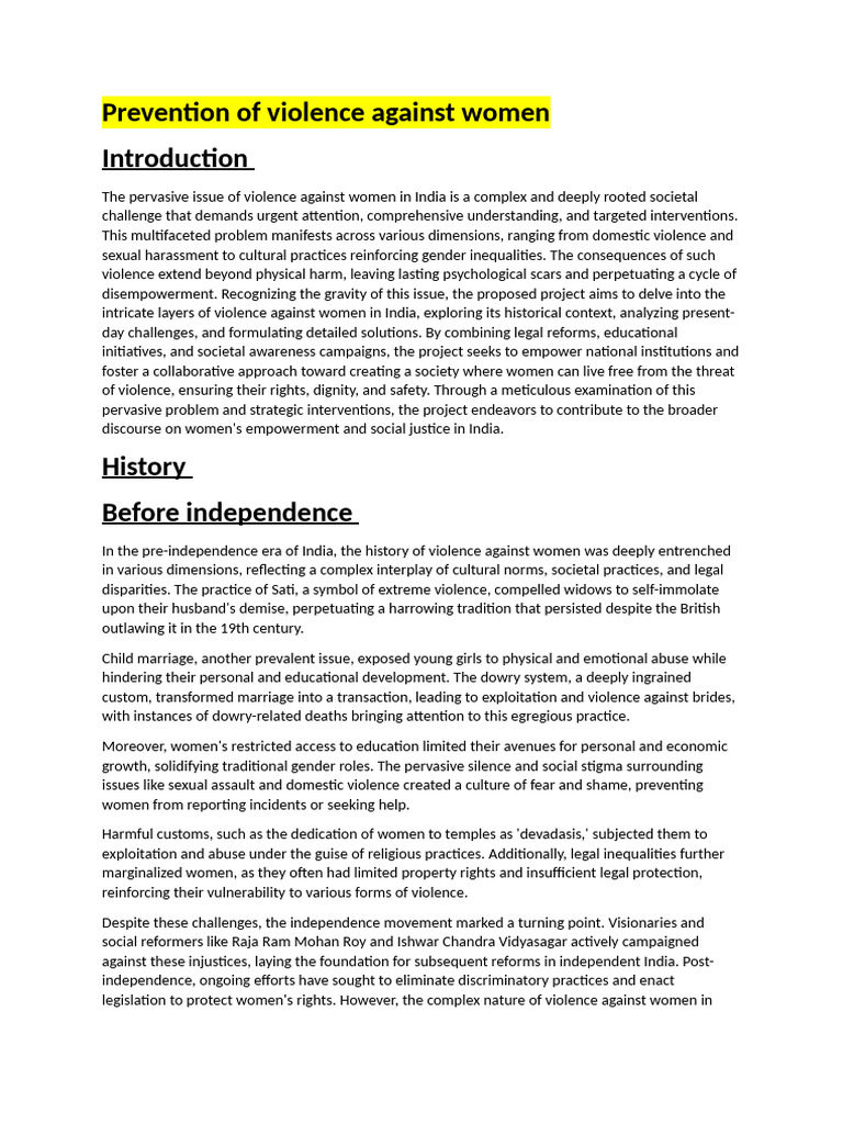 Prevention of Violence Against Women | PDF