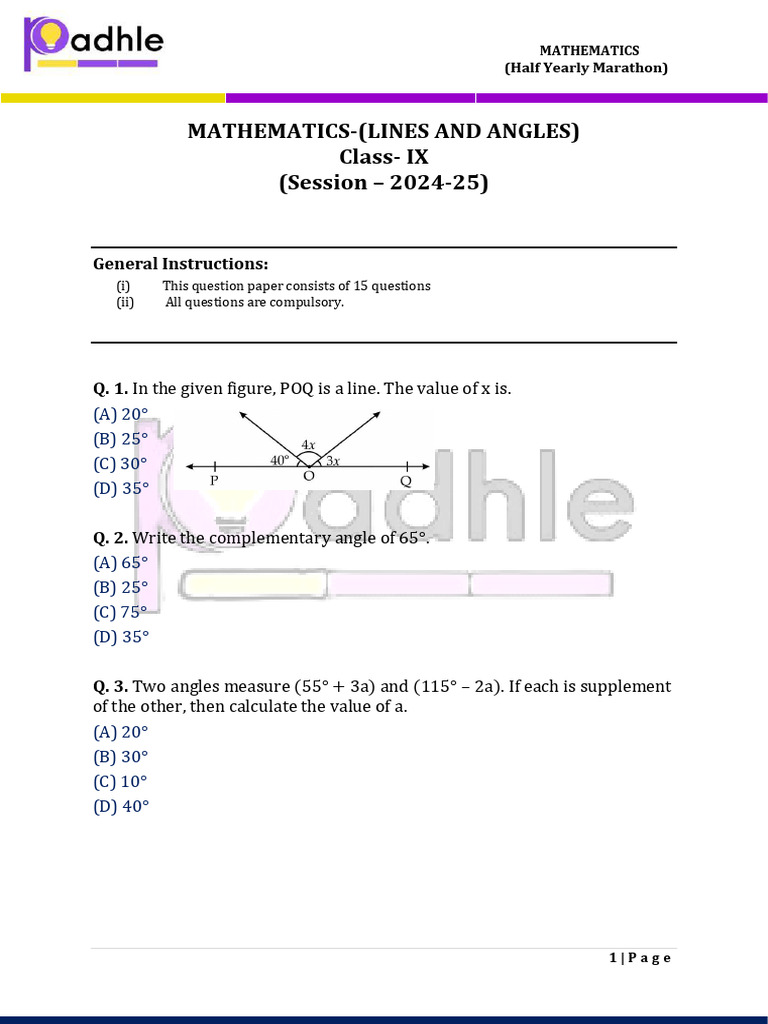 Lines and Angles | PDF