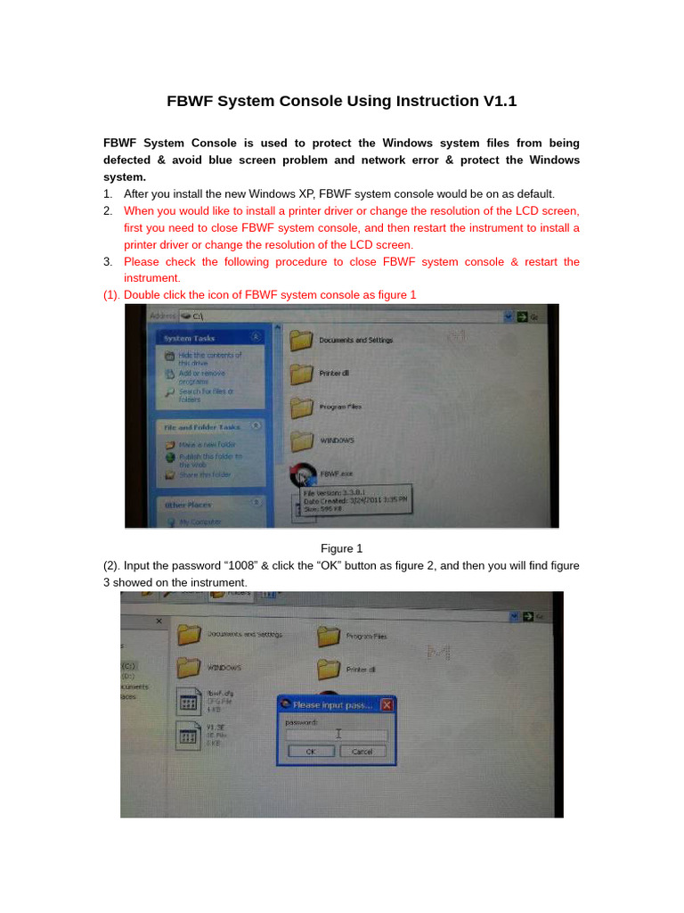 FBWF System Console Using Instruction V1.1 | PDF