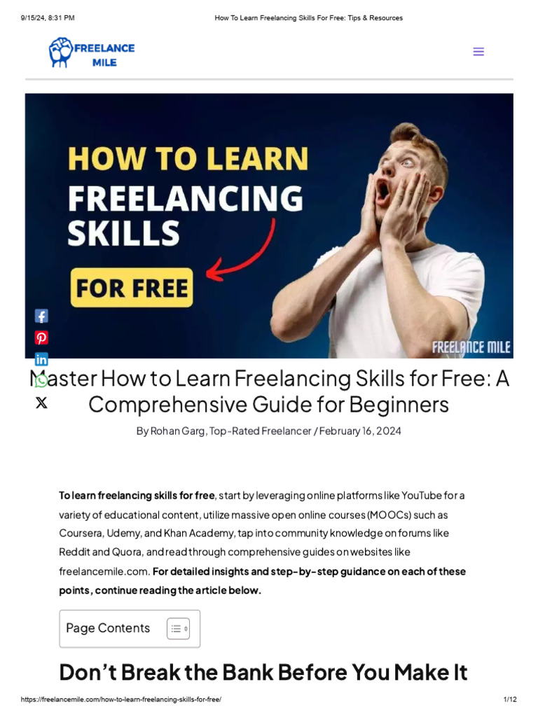 Learn Freelancing Skills For Free | PDF