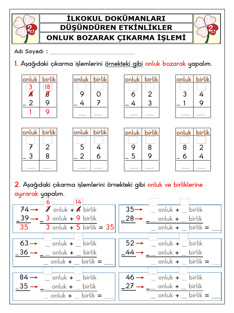 2 Sinif Cikarma Islemi Etkinlikleri Pdf