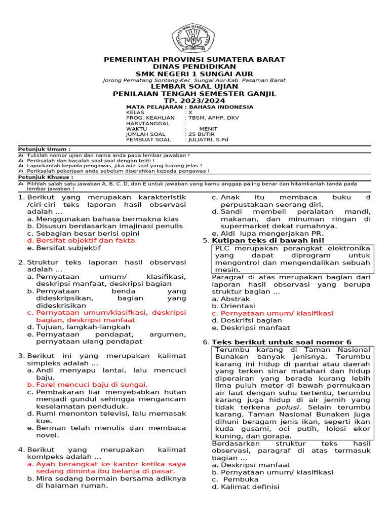 B indonesia x edit pdf