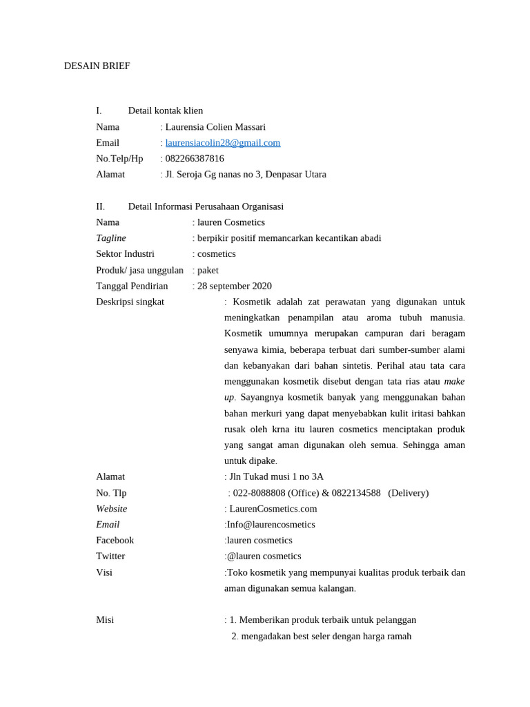 Desain Brief - 180030861 | PDF