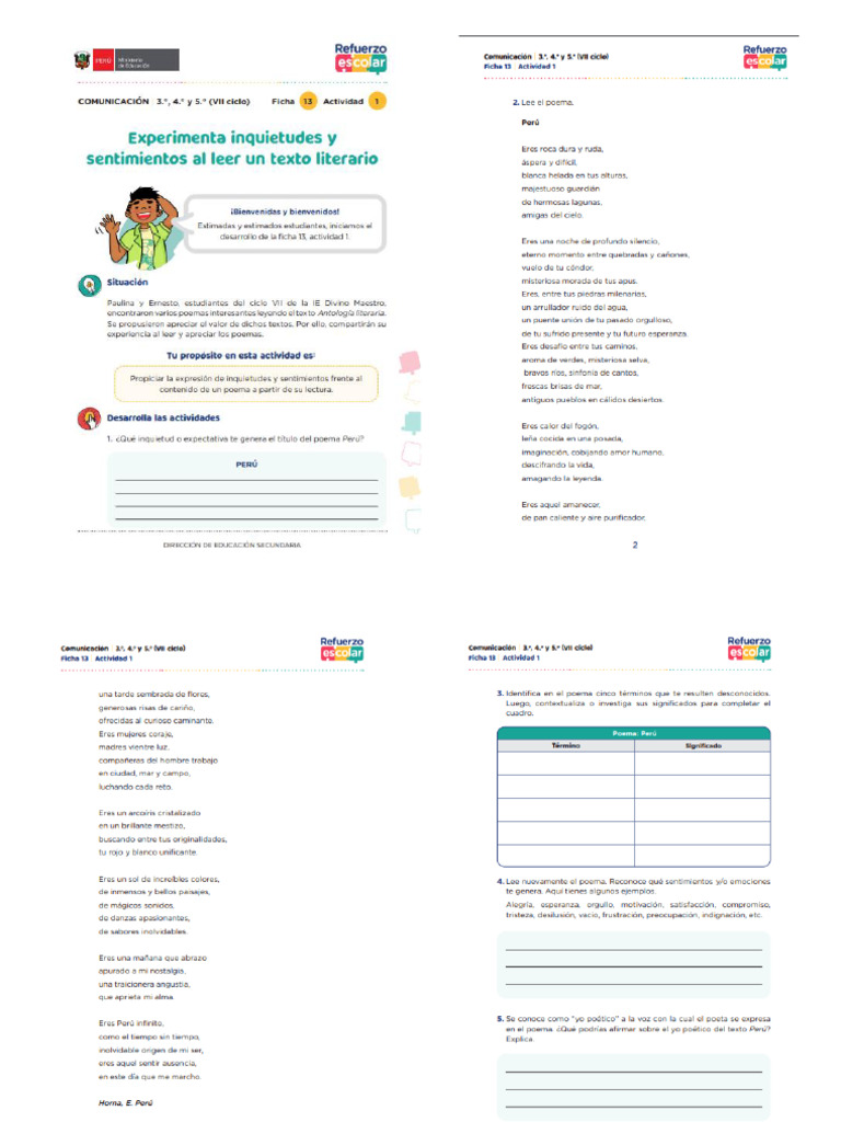 Ficha 13 de Comunicación 3ro | PDF