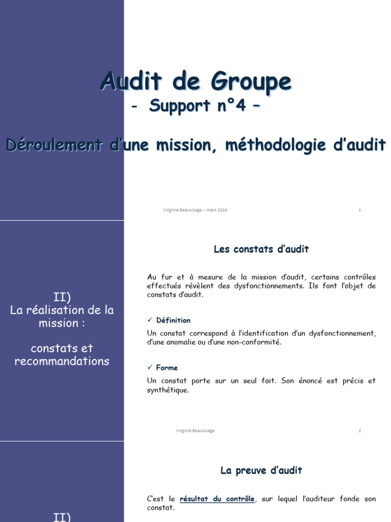 Audit de Groupe - Support N°4 | PDF