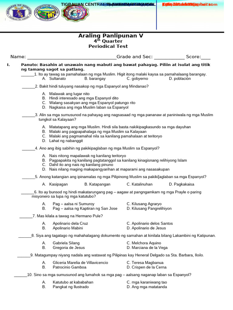 Q4 Periodical Test Pdf