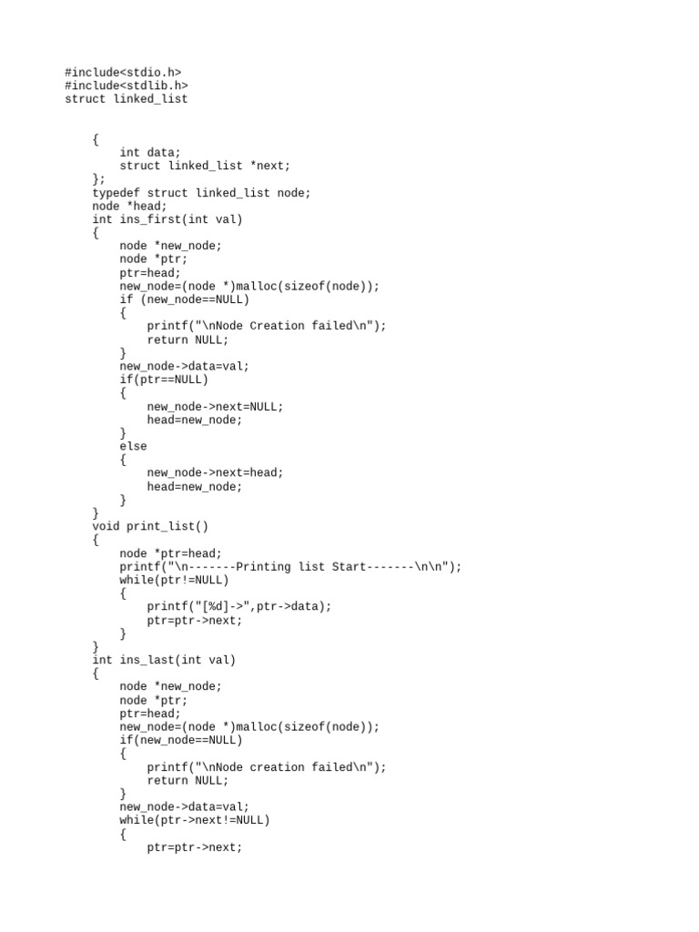 LINKED LIST CODING | PDF